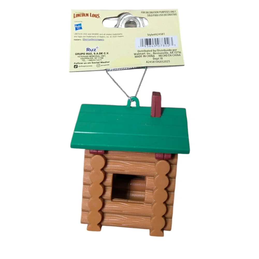 Hasbro Collectible Lincoln Logs Cabin Decoupage Holiday Ornament NWT